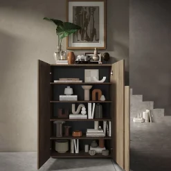 Garnero Arredamenti Scarpiere E Cassepanche|Scarpiere-Mobile multiuso ingresso 78x116h cm scarpiera rovere scuro Alvarez