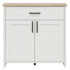 Garnero Arredamenti Mobili Multiuso|Credenze Moderne-Mobile multiuso 102x99h cm 2 ante 1 cassetto scandinava bianco frassinato rovere Lars