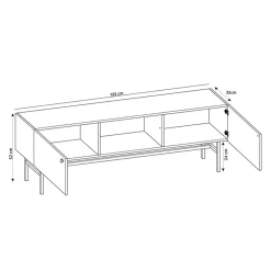 Garnero Arredamenti Mobile Tv Basso|Mobili Tv Moderni-Mobile porta TV moderno 155x52h cm 2 ante e vani a giorno Eterna Beige