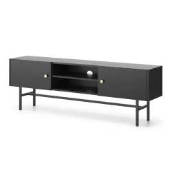 Garnero Arredamenti Mobile Tv Basso|Mobili Tv Moderni-Mobile porta TV moderno 155x52h cm 2 ante nero Eterna Nero Opaco