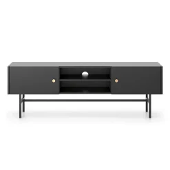 Garnero Arredamenti Mobile Tv Basso|Mobili Tv Moderni-Mobile porta TV moderno 155x52h cm 2 ante nero Eterna Nero Opaco