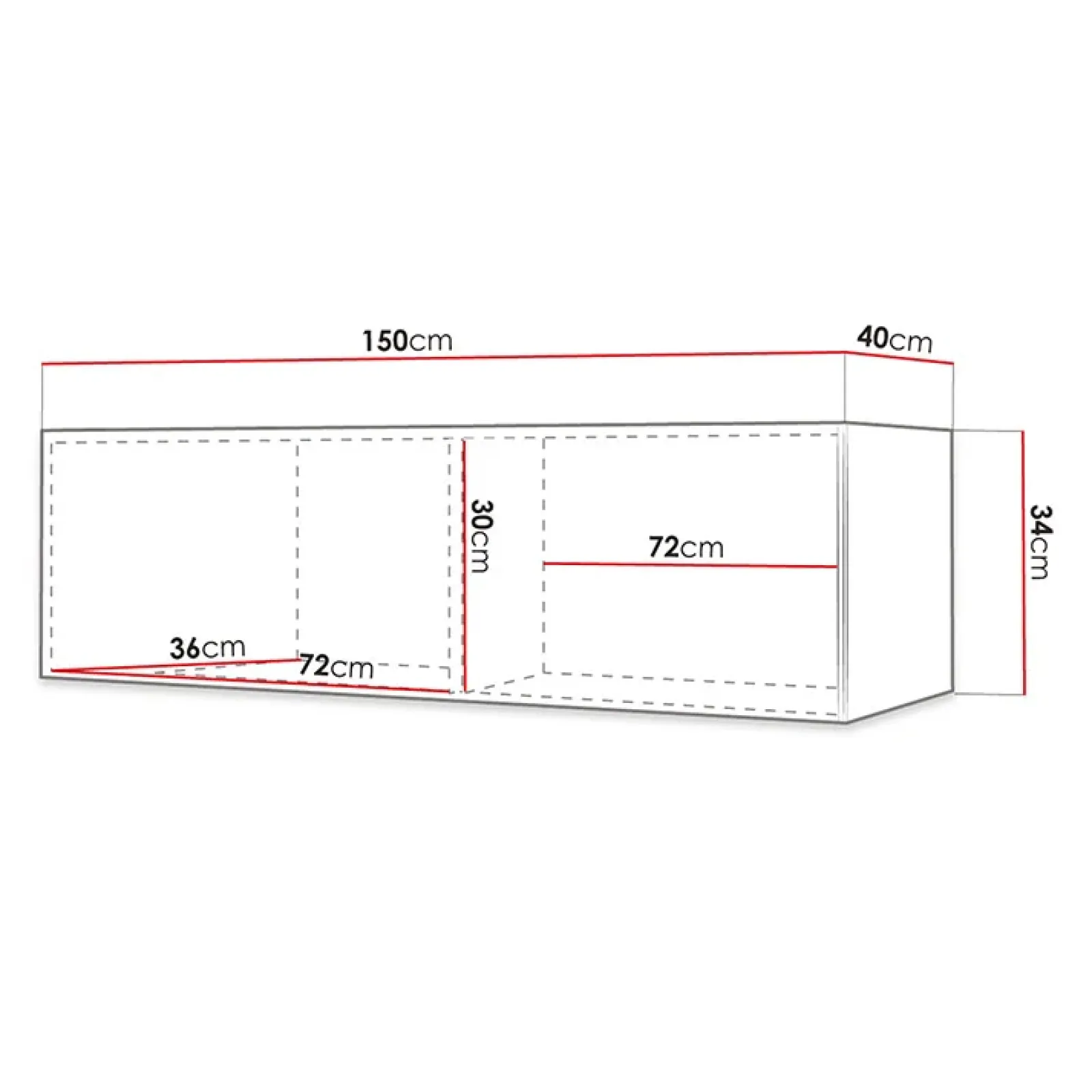 Garnero Arredamenti Mobile Tv Sospeso|Mobili Tv Moderni-Mobile porta TV sospeso 150x34h cm 1 anta nero Kiruna 4 Nero Opaco