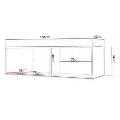 Garnero Arredamenti Mobile Tv Sospeso-Mobile porta TV sospeso 150x34h cm 1 anta bianco Kiruna 4 Bianco Opaco