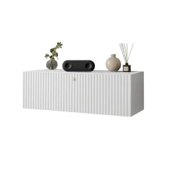 Garnero Arredamenti Mobile Tv Sospeso-Mobile porta TV sospeso 100x34h cm 1 anta bianco Kiruna Bianco Opaco