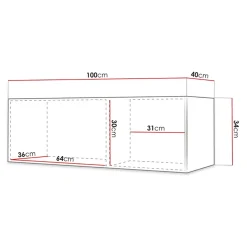 Garnero Arredamenti Mobile Tv Sospeso-Mobile porta TV sospeso 100x34h cm 1 anta bianco Kiruna Bianco Opaco