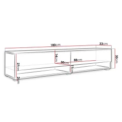 Garnero Arredamenti Mobile Tv Sospeso|Mobili Tv Moderni-Mobile porta TV sospeso 180x30h cm con LED Gregoria Bianco Lucido