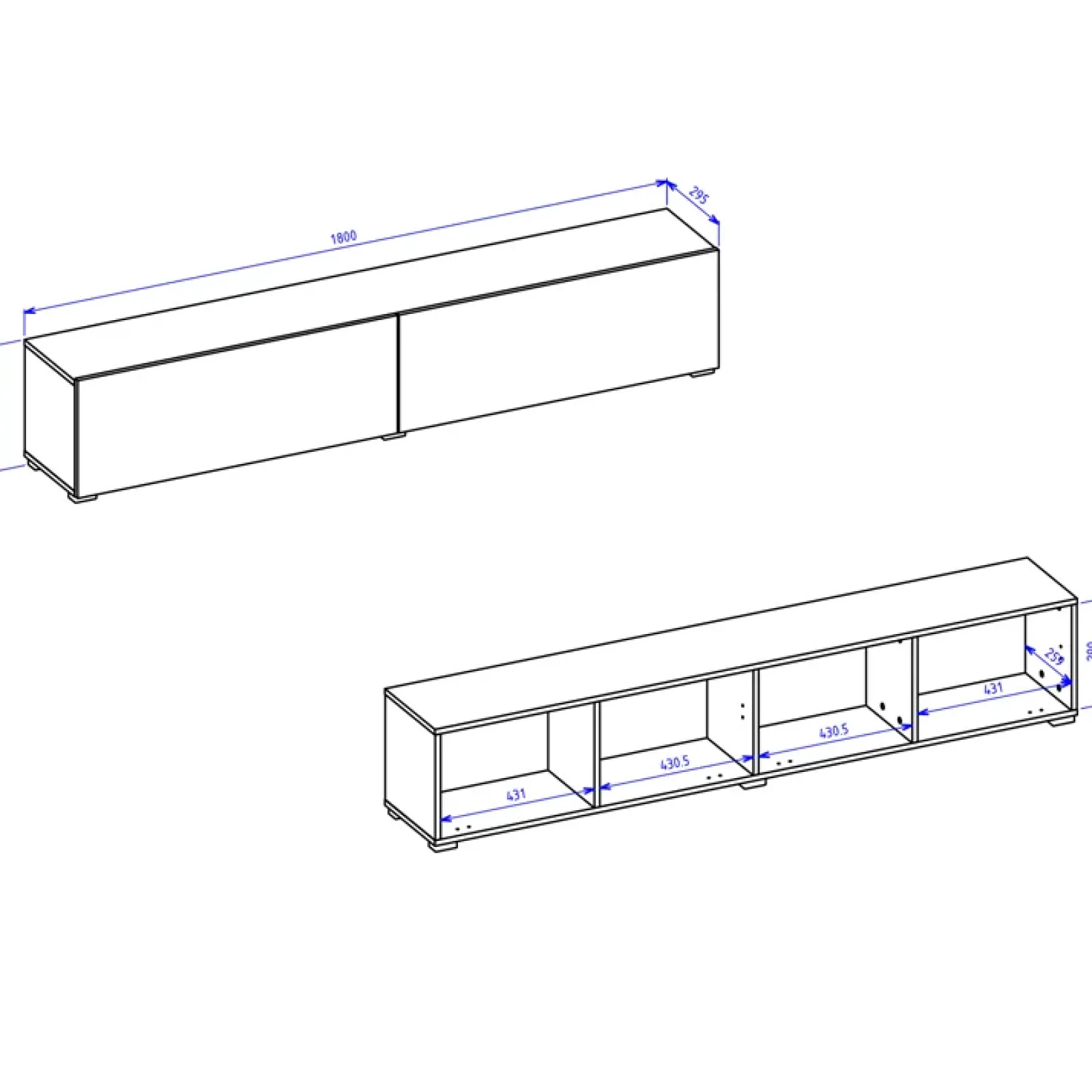 Garnero Arredamenti Mobile Tv Sospeso|Mobili Tv Moderni-Mobile porta TV sospeso 180x35h cm nero Fusion Nero Opaco