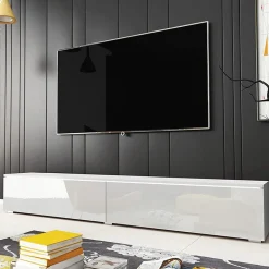 Garnero Arredamenti Mobile Tv Sospeso|Mobili Tv Moderni-Mobile porta TV sospeso 180x30h cm con LED design Silvia Bianco Lucido