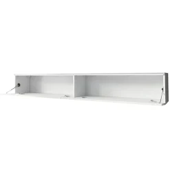 Garnero Arredamenti Mobile Tv Sospeso|Mobili Tv Moderni-Mobile porta TV sospeso 180x30h cm con LED design Silvia Bianco Lucido