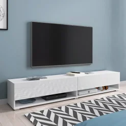 Garnero Arredamenti Mobile Tv Sospeso|Mobili Tv Moderni-Mobile porta TV sospeso 180x30h cm 2 ante Gregoria Bianco Lucido