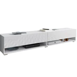 Garnero Arredamenti Mobile Tv Sospeso|Mobili Tv Moderni-Mobile porta TV sospeso 180x30h cm 2 ante Gregoria Bianco Lucido