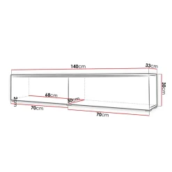 Garnero Arredamenti Mobile Tv Sospeso|Mobili Tv Moderni-Mobile porta TV sospeso 140x30h cm con LED rovere bianco lucido Silvia