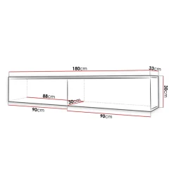 Garnero Arredamenti Mobile Tv Sospeso|Mobili Tv Moderni-Mobile porta TV sospeso 180x30h cm 2 ante design bianco lucido rovere Silvia Rovere - Bianco Lucido