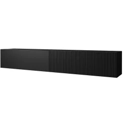 Garnero Arredamenti Mobile Tv Sospeso-Mobile porta TV sospeso 200x31h cm 2 ante a ribalta Mirel Nero Opaco