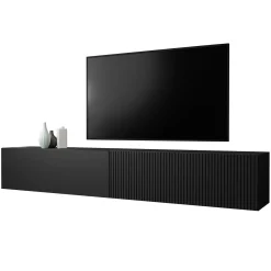 Garnero Arredamenti Mobile Tv Sospeso-Mobile porta TV sospeso 200x31h cm 2 ante a ribalta Mirel Nero Opaco