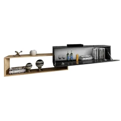 Garnero Arredamenti Mobile Tv Sospeso|Mobili Tv Moderni-Mobile porta TV sospeso 210x48h cm moderno rovere nero Brigida Rovere - Nero opaco