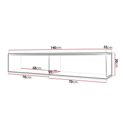 Garnero Arredamenti Mobile Tv Basso|Mobile Tv Sospeso-Mobile porta TV sospeso 140x30h cm soggiorno Silvia Bianco Lucido