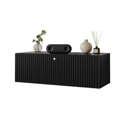 Garnero Arredamenti Mobile Tv Sospeso-Mobile porta TV sospeso 100x34h cm 1 anta nero Kiruna Nero Opaco
