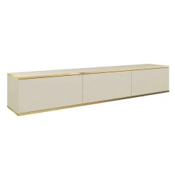 Garnero Arredamenti Mobile Tv Sospeso-Mobile porta TV sospeso 175x3h 0cm 3 ante moderno beige oro Linus