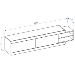 Garnero Arredamenti Mobile Tv In Legno|Mobile Tv Basso-Mobile porta TV 200/242x 44h cm 2 ante moderno estraibile  bianco lucido rovere Aria