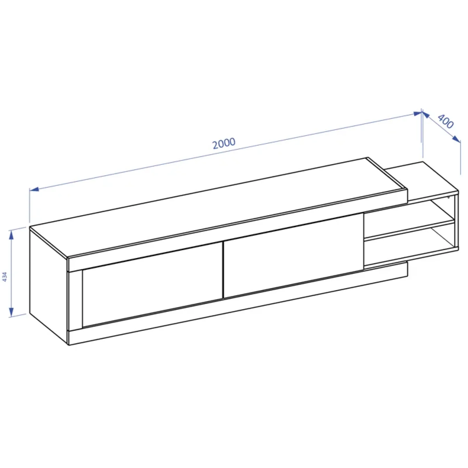 Garnero Arredamenti Mobile Tv In Legno|Mobile Tv Basso-Mobile porta TV 200/242x 44h cm 2 ante moderno estraibile  bianco lucido rovere Aria