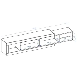 Garnero Arredamenti Mobile Tv In Legno|Mobile Tv Basso-Mobile porta TV 200/242x 44h cm 2 ante moderno estraibile  bianco lucido rovere Aria