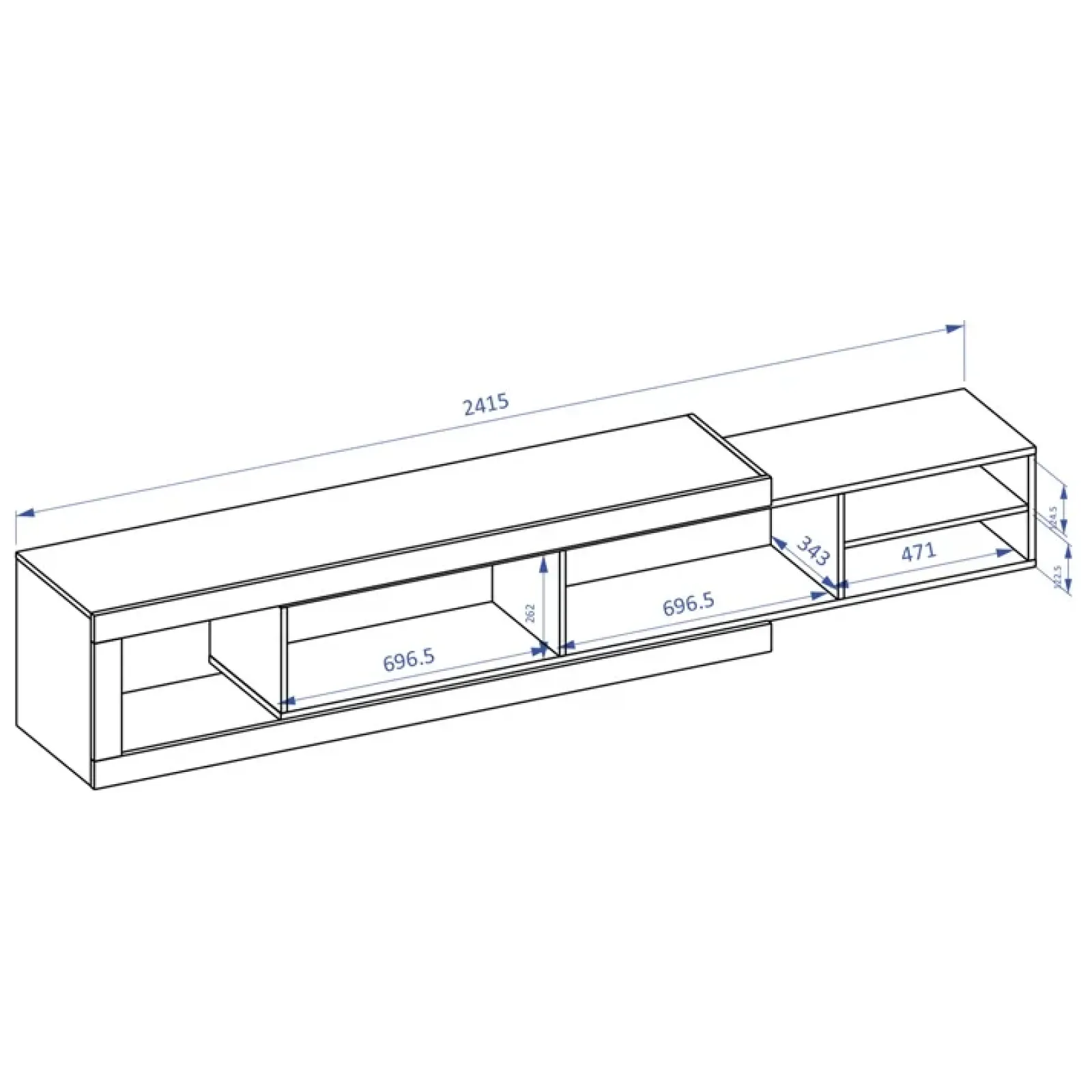 Garnero Arredamenti Mobile Tv In Legno|Mobile Tv Basso-Mobile porta TV 200/242x 44h cm 2 ante moderno estraibile  bianco lucido rovere Aria