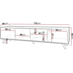 Garnero Arredamenti Mobile Tv Basso|Mobili Tv Moderni-Mobile porta tv 175x42cm 2 vani a giorno 3 ante nero Nyborg