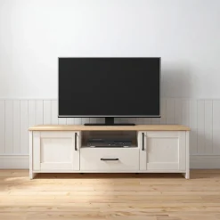 Garnero Arredamenti Mobile Tv Basso-Mobile porta TV 160x51h cm 2 ante 1 cassetto bianco frassinato rovere Lars