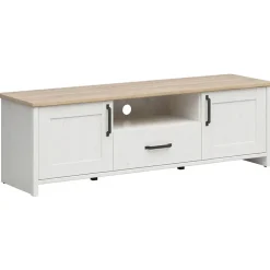 Garnero Arredamenti Mobile Tv Basso-Mobile porta TV 160x51h cm 2 ante 1 cassetto bianco frassinato rovere Lars