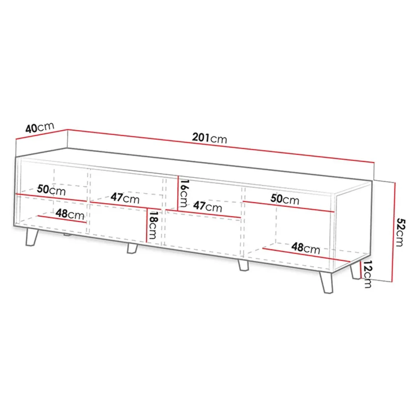 Garnero Arredamenti Mobili Tv Moderni|Mobile Tv Moderno-Mobile porta TV 201x52h cm 4 ante cannettato Essence Quercia