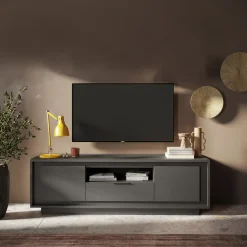 Garnero Arredamenti Mobile Tv Basso|Mobili Tv Moderni-Mobile porta TV 184x58h cm 2 ante 1 cassetto Deluxe Antracite