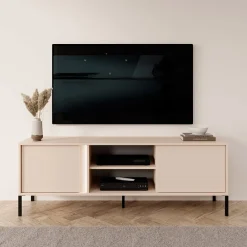Garnero Arredamenti Mobile Tv Basso-Mobile porta TV 153x54h cm 2 ante 2 vani moderno beige Melly