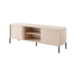 Garnero Arredamenti Mobile Tv Basso-Mobile porta TV 153x54h cm 2 ante 2 vani moderno beige Melly
