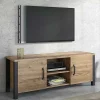 Garnero Arredamenti Mobile Tv In Legno|Mobile Tv Basso-Mobile porta TV 147x57h cm 2 ante quercia nero opaco Nebraska