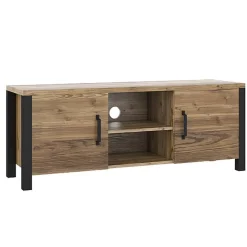 Garnero Arredamenti Mobile Tv In Legno|Mobile Tv Basso-Mobile porta TV 147x57h cm 2 ante quercia nero opaco Nebraska