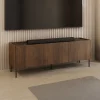 Garnero Arredamenti Mobili Tv Moderni|Mobile Tv Moderno-Mobile porta TV 144x50h cm 3 ante piano effetto marmo nero noce Caliva