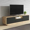 Garnero Arredamenti Mobile Tv In Legno|Mobile Tv Basso-Mobile porta tv 180x45h cm 2 ante 1 cassetto nero opaco rovere Esmond