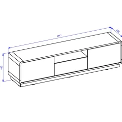 Garnero Arredamenti Mobile Tv In Legno|Mobile Tv Basso-Mobile porta tv 180x45h cm 2 ante 1 cassetto nero opaco rovere Esmond