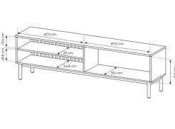 Garnero Arredamenti Mobile Tv Basso-Mobile porta TV 180x55h cm 2 ante con led nero opaco rovere Amel