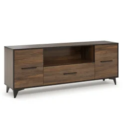 Garnero Arredamenti Mobile Tv In Legno|Mobile Tv Basso-Mobile porta TV 179x68h cm 2 ante 1 cassetto noce Line