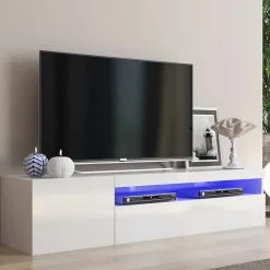 Garnero Arredamenti Mobile Tv Basso|Mobili Tv Moderni-Mobile porta TV 155x37h cm 1 anta Light Small Gihome® Bianco Lucido