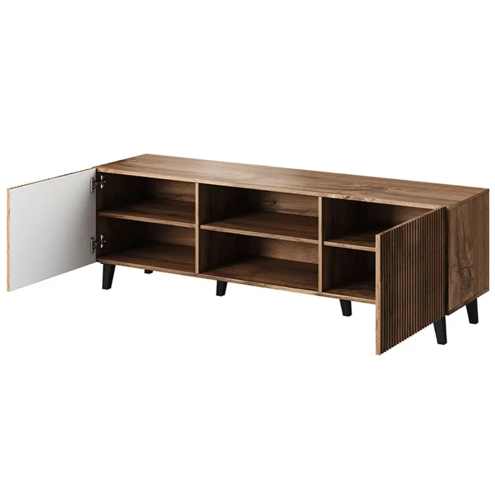 Garnero Arredamenti Mobile Tv Basso|Mobili Tv Moderni-Mobile porta TV 150x52h cm 2 ante cannettato Essence Quercia