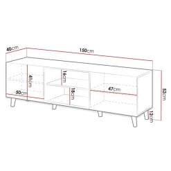 Garnero Arredamenti Mobile Tv Basso|Mobili Tv Moderni-Mobile porta TV 150x52h cm 2 ante cannettato Essence Quercia