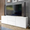 Garnero Arredamenti Mobile Tv Basso-Mobile porta TV 141x50h cm 2 ante 2 cassetti bianco Eindhoven