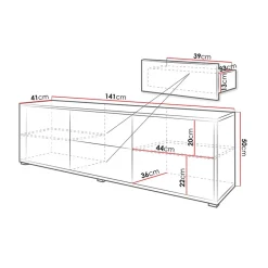 Garnero Arredamenti Mobile Tv Basso-Mobile porta TV 141x50h cm 2 ante 2 cassetti bianco Eindhoven