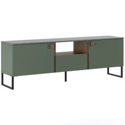 Garnero Arredamenti Mobili Tv Moderni|Mobile Tv Moderno-Mobile porta TV 179x60h cm 2 ante 1 cassetto verde salvia scuro rovere Selvia