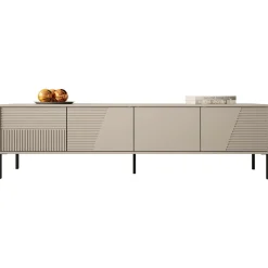 Garnero Arredamenti Mobili Tv Moderni|Mobile Tv Moderno-Mobile porta tv 190x53h cm 4 ante cannettato beige Diana
