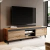 Garnero Arredamenti Mobile Tv Basso|Mobili Tv Moderni-Mobile porta TV 170x49h cm 2 ante 2 vani a giorno rovere antracite Salisburgo
