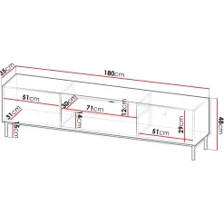 Garnero Arredamenti Mobile Tv Basso|Mobili Tv Moderni-Mobile porta TV 180x48h cm 2 ante 2 vani Giuggiola Bianco Opaco